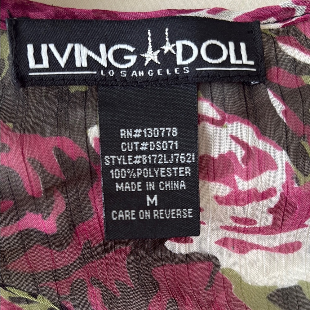 Living Doll Floral Sleeveless Sheer Top with Ruffle hem - Picture 9 of 9